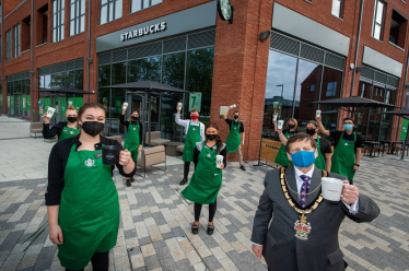 mayor at starbucks