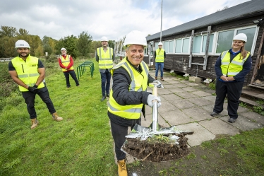 breaking  ground at Dinton Pastures
